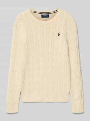 Sweter z dzianiny ze ściegiem warkoczowym i okrągłym dekoltem Polo Ralph Lauren Teens