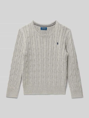 Sweter z dzianiny ze ściegiem warkoczowym i okrągłym dekoltem Polo Ralph Lauren Teens