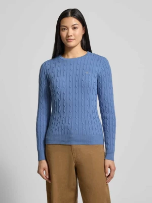 Sweter z dzianiny ze ściegiem warkoczowym i wyhaftowanym logo Gant
