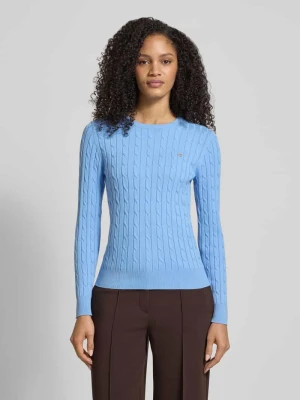 Sweter z dzianiny ze ściegiem warkoczowym i wyhaftowanym logo Gant