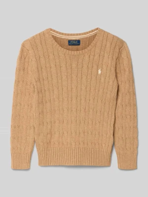 Sweter z dzianiny ze ściegiem warkoczowym i wyhaftowanym logo Polo Ralph Lauren Kids