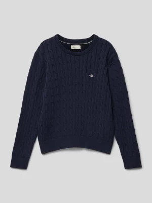 Sweter z dzianiny ze ściegiem warkoczowym model ‘CABLE’ Gant