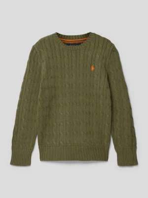 Sweter z dzianiny ze ściegiem warkoczowym model ‘CABLE’ Polo Ralph Lauren Teens