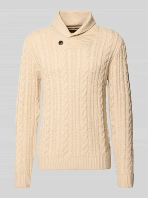 Sweter z dzianiny ze ściegiem warkoczowym model 'CALLUM' Jack&Jones Piaskowy melanż