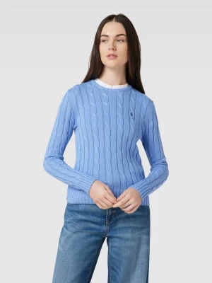 Sweter z dzianiny ze ściegiem warkoczowym model ‘JULIANNA’ Polo Ralph Lauren