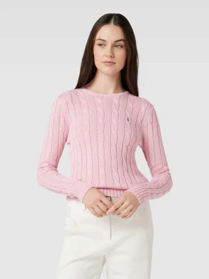 Sweter z dzianiny ze ściegiem warkoczowym model ‘JULIANNA’ Polo Ralph Lauren