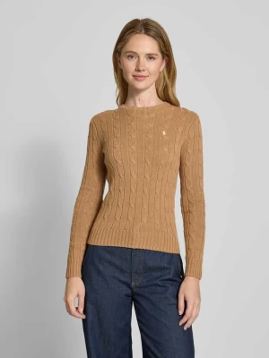 Sweter z dzianiny ze ściegiem warkoczowym model ‘JULIANNA’ Polo Ralph Lauren
