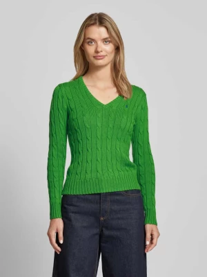 Sweter z dzianiny ze ściegiem warkoczowym model ‘KIMBERLY’ Polo Ralph Lauren