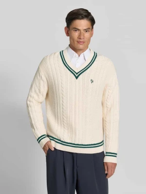 Sweter z dzianiny ze ściegiem warkoczowym REVIEW Écru