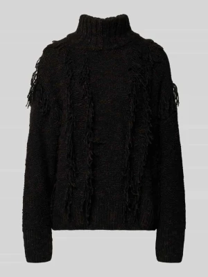 Sweter z dzianiny ze stójką i frędzlami JAKE*S STUDIO WOMAN