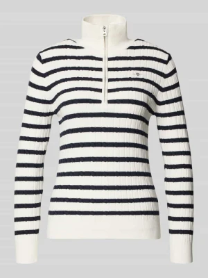 Sweter z dzianiny ze stójką i zamkiem błyskawicznym Gant