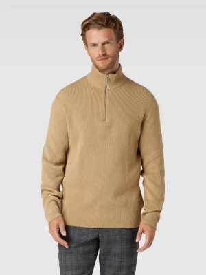 Sweter z dzianiny ze stójką i zamkiem błyskawicznym lindbergh