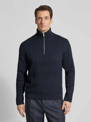 Sweter z dzianiny ze stójką i zamkiem błyskawicznym lindbergh