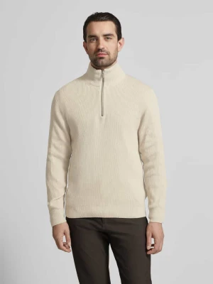 Sweter z dzianiny ze stójką i zamkiem błyskawicznym lindbergh