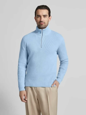 Sweter z dzianiny ze stójką i zamkiem błyskawicznym lindbergh