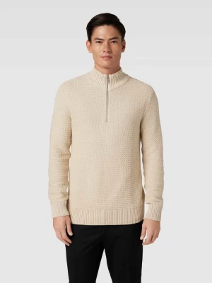Sweter z dzianiny ze stójką i zamkiem błyskawicznym model ‘THIM’ Selected Homme