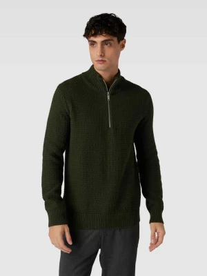 Sweter z dzianiny ze stójką i zamkiem błyskawicznym model ‘THIM’ Selected Homme