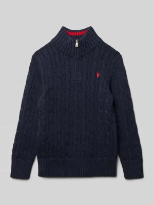 Sweter z dzianiny ze stójką i zamkiem błyskawicznym Polo Ralph Lauren Granatowy