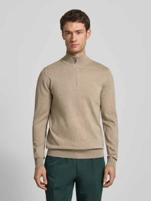 Sweter o kroju slim fit dzianiny z dodatkiem jedwabiu i zamkiem błyskawicznym Profuomo