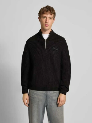 Sweter z dzianiny ze stójką i zamkiem błyskawicznym REVIEW