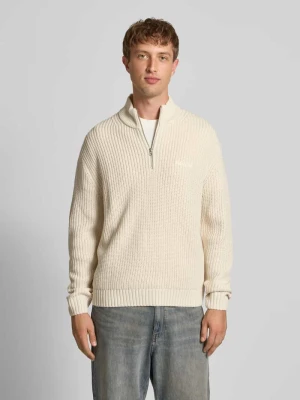 Sweter z dzianiny ze stójką i zamkiem błyskawicznym REVIEW