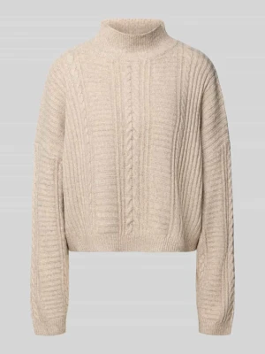 Sweter z dzianiny ze stójką model 'MYLLE' Ichi Beżowy