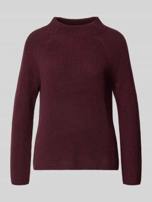 Sweter z dzianiny ze stójką Monari Bordowy