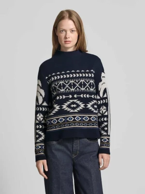 Sweter z dzianiny ze stójką Oui