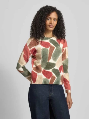 Sweter z dzianiny ze wzorem na całej powierzchni i okrągłym dekoltem Apricot