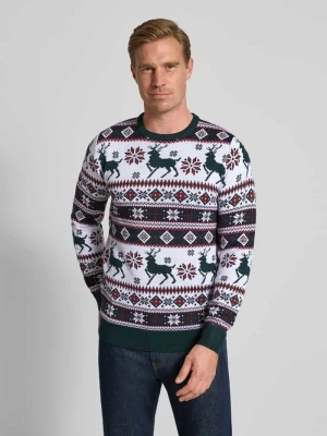 Sweter z dzianiny ze wzorem na całej powierzchni lindbergh