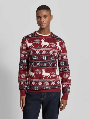 Sweter z dzianiny ze wzorem na całej powierzchni lindbergh