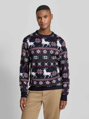 Sweter z dzianiny ze wzorem na całej powierzchni lindbergh
