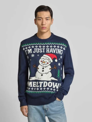 Sweter z dzianiny ze wzorem na całej powierzchni montego