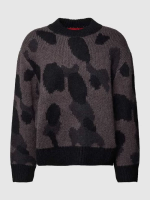 Sweter z dzianiny ze wzorem na całej powierzchni ‘Sattiner’ HUGO