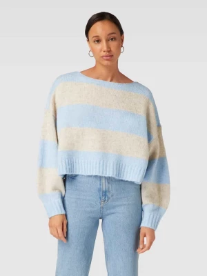 Sweter z dzianiny ze wzorem w blokowe pasy model ‘AYA’ Only