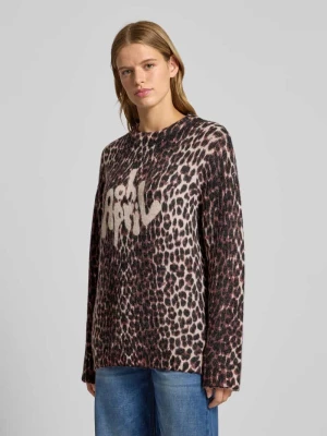 Sweter z dzianiny ze wzorem w panterkę i okrągłym dekoltem model ‘Moani’ OH APRIL