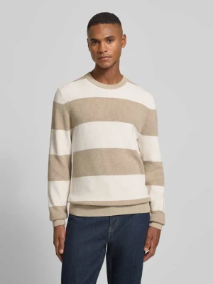 Sweter z dzianiny ze wzorem w paski i okrągłym dekoltem MCNEAL
