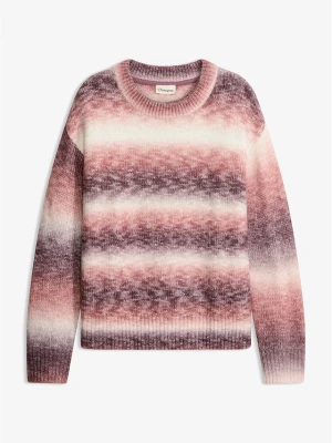 Sweter z efektem ombre BonPrix czerwony