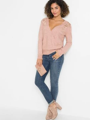 Sweter z efektem założenia kopertowego bonprix