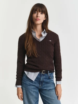 Sweter z elastycznej bawełny z dekoltem w szpic GANT