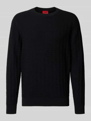 Sweter z fakturą imitacja dzianiny model 'Simond' Hugo Czarny