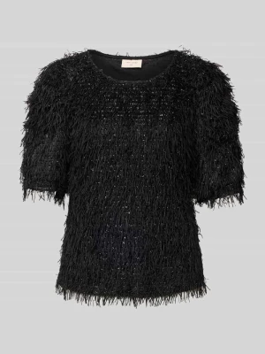 Sweter z frędzlami i okrągłym dekoltem model ‘MARLIN’ FREE/QUENT