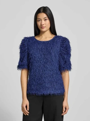 Sweter z frędzlami i okrągłym dekoltem model ‘MARLIN’ FREE/QUENT