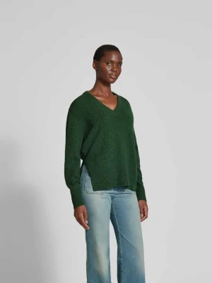 Sweter z głębokim dekoltem w serek Victoria Beckham Ciemnozielony