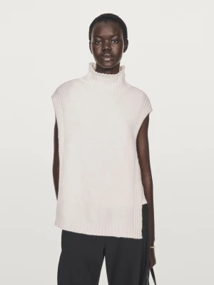 Sweter Z Golfem Bez Rękawów - Surowy - - Massimo Dutti - Kobieta