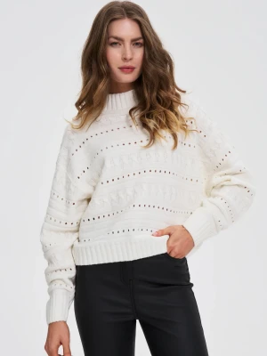 Sweter z golfem biały Moodo