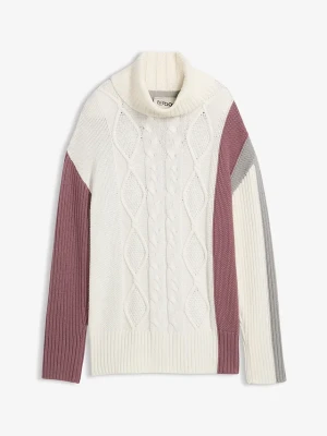 Sweter z golfem BonPrix biały