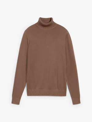 Sweter z golfem BonPrix brązowy