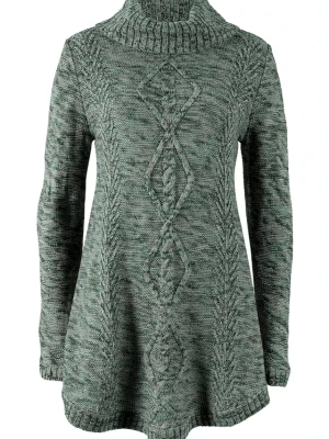 Sweter z golfem BonPrix zielony