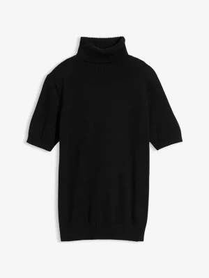 Sweter z golfem, krótki rękaw BonPrix czarny